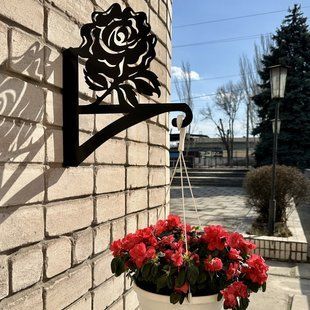 Кронштейн Троянда, кріплення для кашпо з квітами, настінний тримач горщиків, метал, чорний Б016 фото