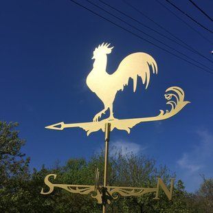 Флюгер на крышу Петух 1 силуэт, золотий, ветряк на дом 2083677765 фото