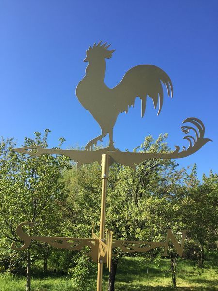 Флюгер на дах Півень 1 силует, золотий, вітряк на будинок 2083677765 фото