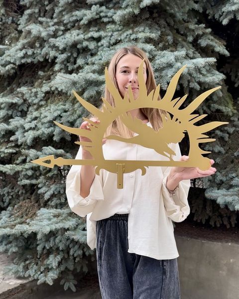 Флюгер на крышу Солнце журавль, золото, ветряк на дом 2083692715 фото