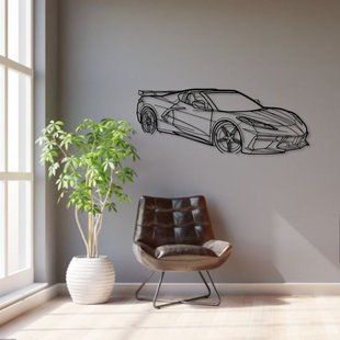 Авто Chevrolet Corvette C8 HTC, декор на стіну з металу 100см 36 фото