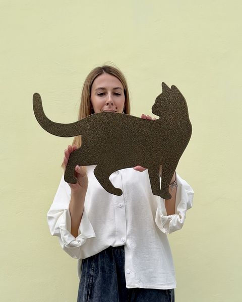 Декоративное панно из металла, картина на стену Кот №9 CAT09 фото