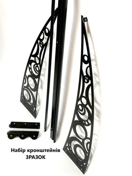Навес, козырек Prime Цветы 2 150х100см, сотовый поликарбонат 8мм, цвет кронштейнов на выбор. 2042406L фото