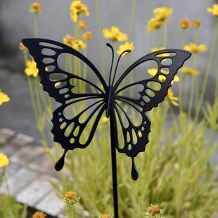 Метелик Papilio Palinurus з металу. Прикраса для саду, подвір'я або клумби. DCR070WHT фото