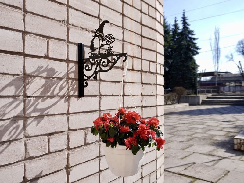Кронштейн Гном, кріплення для кашпо з квітами, настінний тримач горщиків, метал, чорний Б006 фото
