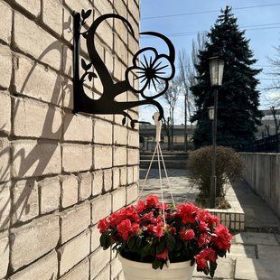 Кронштейн Серце, кріплення для кашпо з квітами, настінний тримач горщиків, метал, чорний Б013 фото
