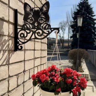 Кронштейн Миле кошеня, кріплення для кашпо з квітами, настінний тримач горщиків, метал, чорний Б012 фото
